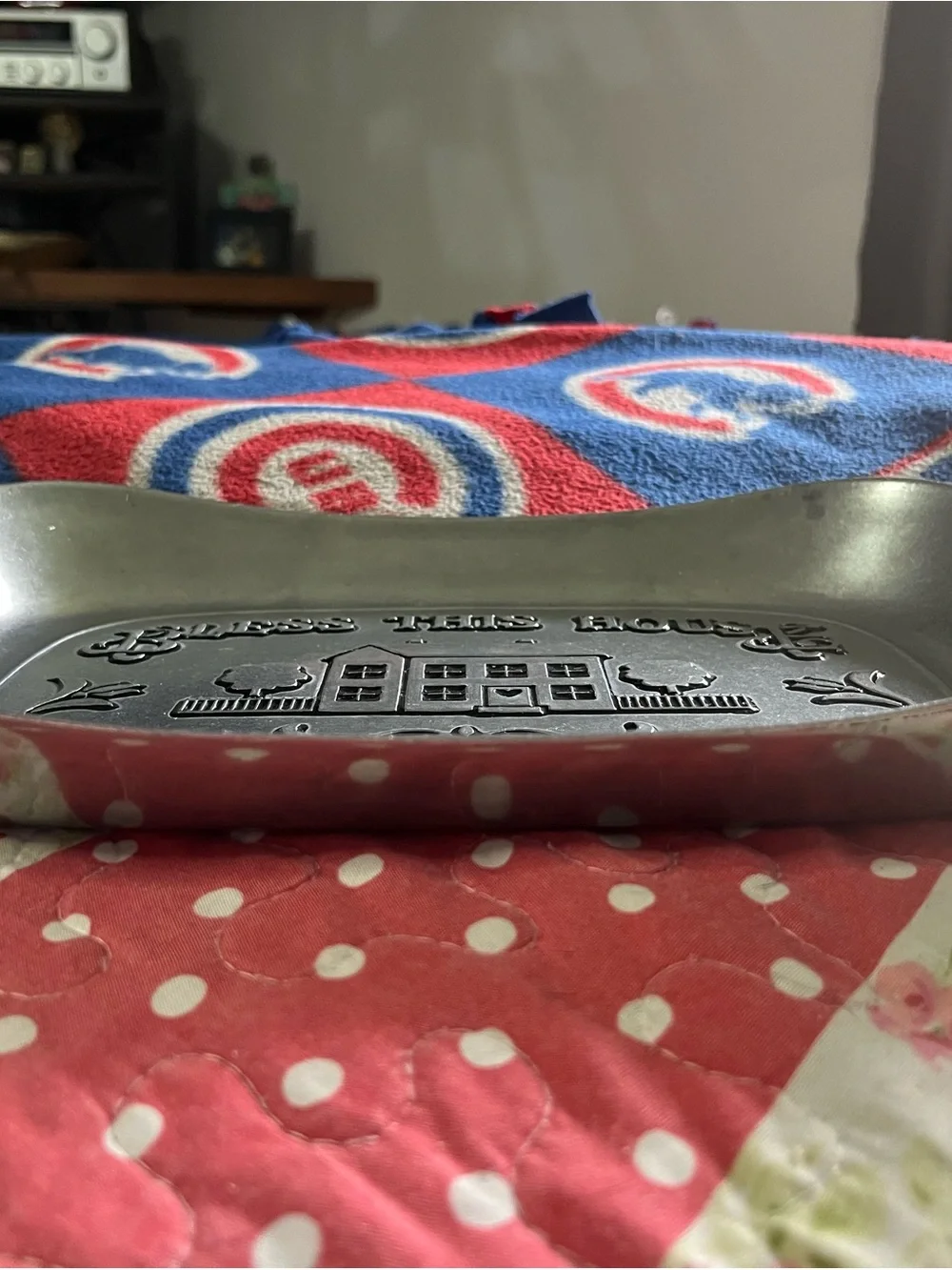 Bless This House Decorative Serving Tray - Silver Pewter Finish